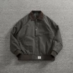 Vintage American casual cargo jacket men's corduroy patchwork neckline flight jacket cotton jacket top - Image 2