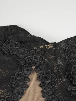 VC Lace Accent Maxi Dress High Neckline Cut-out Tulle Fabric Long Sleeves Floor Length Cocktail Party Evening Gowns - Image 5