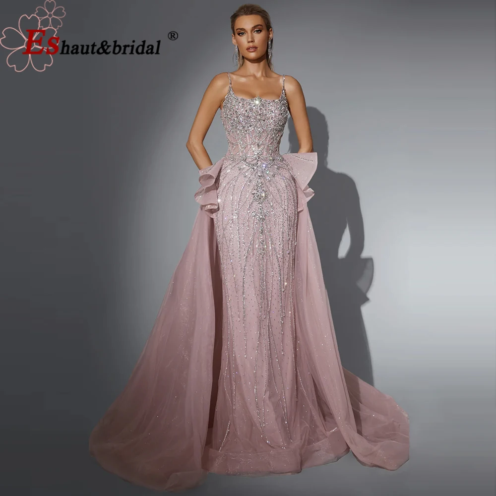 kf-S8ce951eea25742caad919e32f3dc928b3 Luxury Beaded Mermaid Evening Dress for Women Spaghetti Strap Detachable Skirt Formal Prom Wedding Party Gown 2025 Customized - Image 1