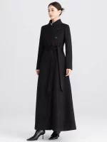 New Women Simplicity Long Woolen Coat Fashion Stand Collar Single Breasted Slim Waist Wool Blended Coat Elegant Daily Outerwear - Image 4