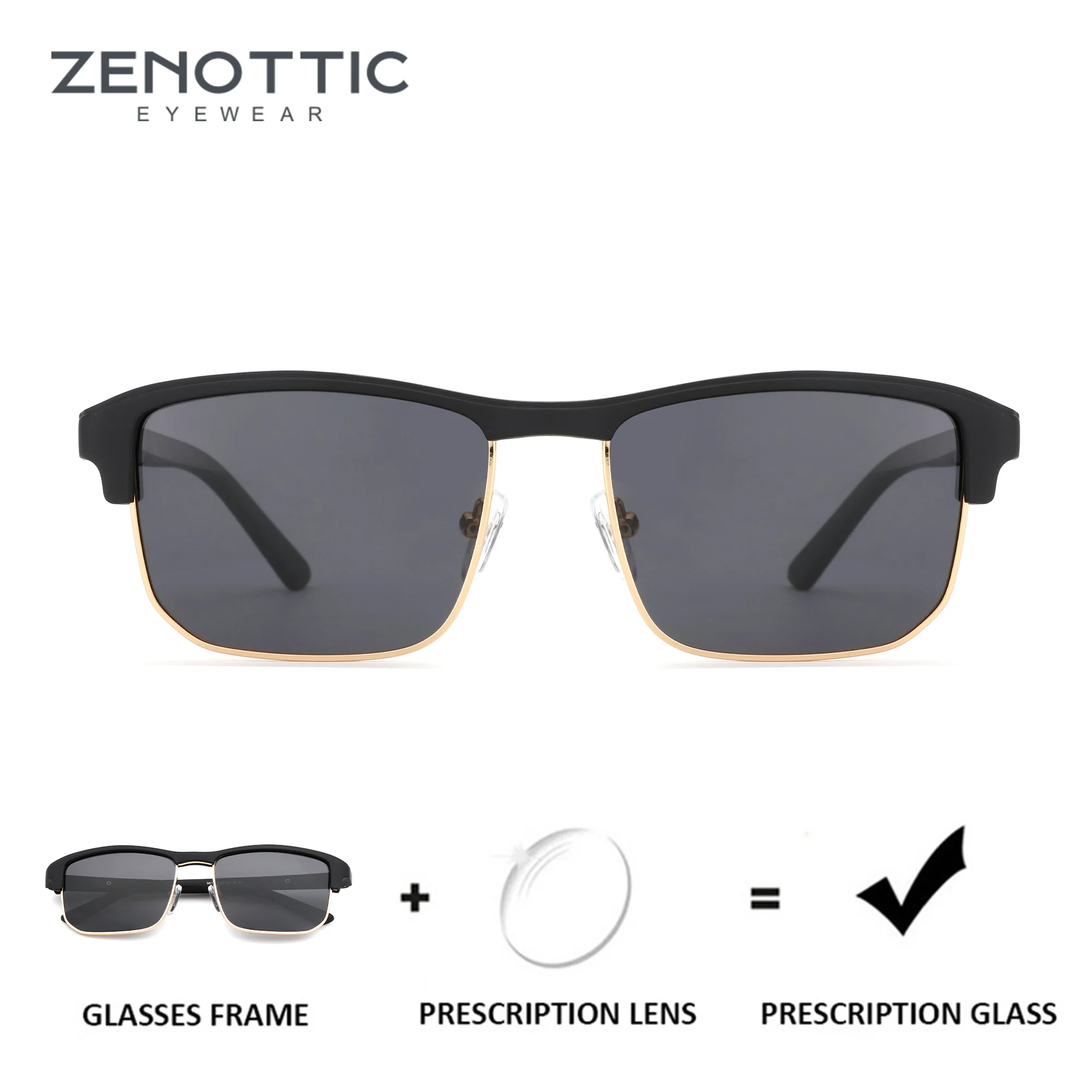 kf-S8fe0954ba22e4f08919046a766ee7fd8P ZENOTTIC(L Size)Sport Square TR90 Polarized Sunglasses Prescription For Men Stylish UV400 Optical Sun Glasses - Image 1
