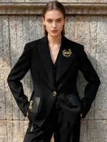 TWOTWINSTYLE Solid Spliced Bead Sequined Fashion Blazers for Women Lapel Long Sleeves Patchwork Button Blazer Female Fashion New - Image 2