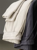 Winter Japanese Retro Heavyweight Thick Velvet Waffle Knitted Sweatpants Men's Casual Sport Elastic Waist Drawstring Loose Pants - Image 6