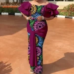 African Dresses for Women Strapless Off Shoulder High Waist Maxi Dress Print Attire Dashiki Outfits Elegant Fashion A2225003