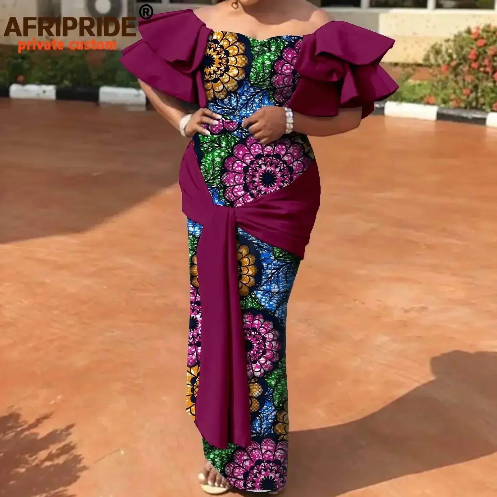 kf-S9441b199f8ad4608953a9a97b615df6di African Dresses for Women Strapless Off Shoulder High Waist Maxi Dress Print Attire Dashiki Outfits Elegant Fashion A2225003 - Image 1