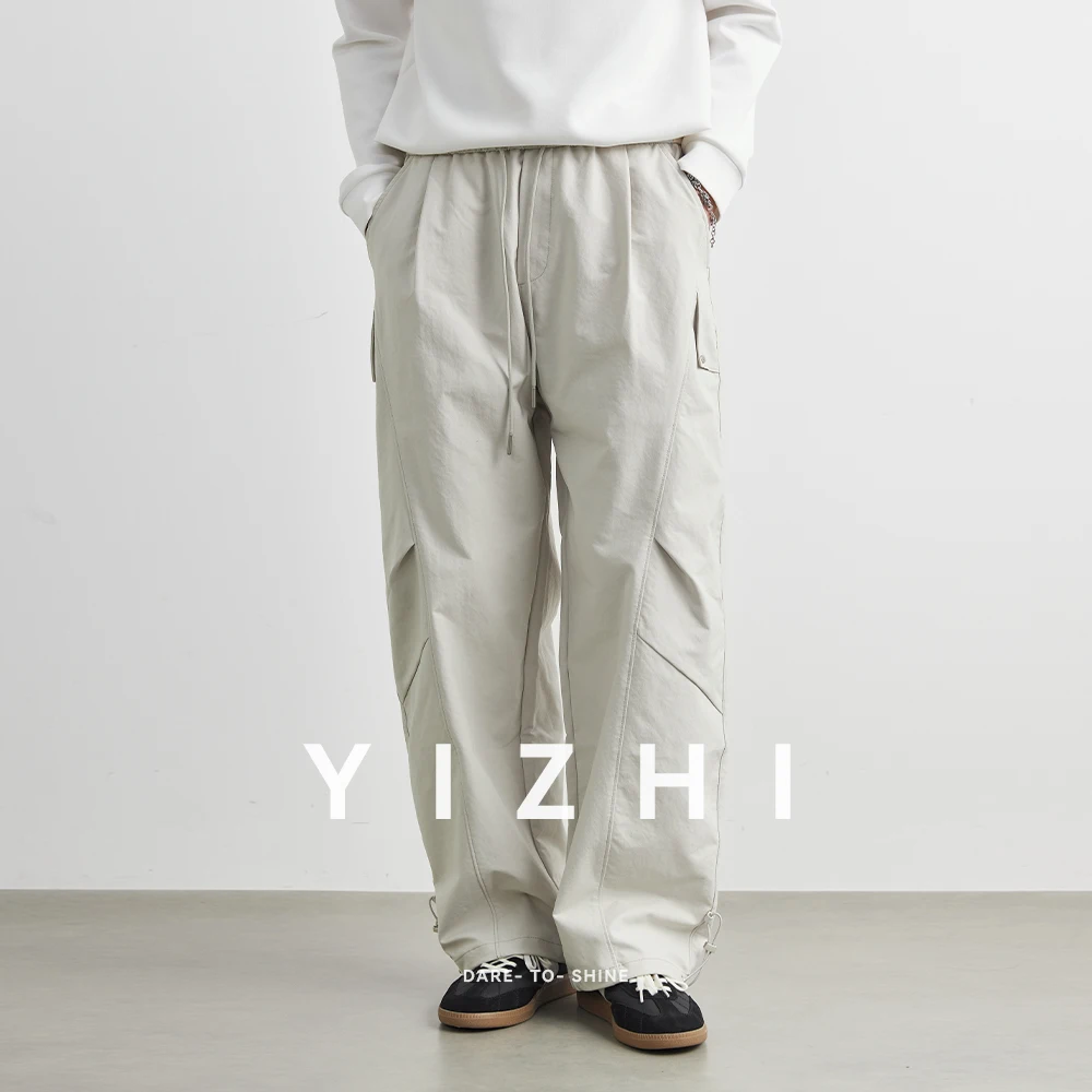 kf-S946dd8e8ef2a46c186cab4fada82fc48C Fashion Men's Outdoor Climbing Cargo Pants Men's Autumn High Street Cool Pleated Paratrooper Loose Sports Casual Trousers Pants - Image 1