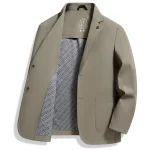 Logo-less Style Men Essential Blazers Blue Khaki Suit Jacket Notched Collar Modern Slim Cut Attire for Business Travel & Daily - Image 2