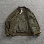 Vintage American casual cargo jacket men's corduroy patchwork neckline flight jacket cotton jacket top