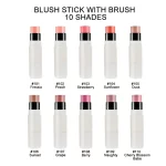 Private Label White Tube High Pigment Creamy Blush Stick Custom Logo Cheek Blusher with Brushes All Skin Type Makeup Wholesale - Image 3