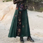 High Quality Floral Embroidery Long Skirt Women New Arrival 2025 Spring Chinese Style Vintage Ladies Elegant A-line Skirts M932 - Image 2