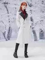 MiHoYo Game Genshin Impact Frost Flame Fatui Harbinger Long Coat Executive Officer Trench Cosplay Costume Windcheater for Women