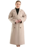 M 801 Real Pure Wool Overcoat Handmade Turn-down Collar Belt Dense Fabric Notch Lapel Women Coat Long Winter Jacket Autumn #09