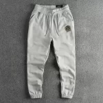 Autumn American Retro Terry Knitted Embroidery Sweatpants Men's Simple Elastic Waist Drawstring Sport Casual Youth Loose Pants - Image 3