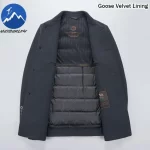Men's Double-Faced Thick Winter Fashion Jacket Detachable Goose Down Lining Wool Blend Luxury Snow-Ready Thermal Insulation Coat - Image 2