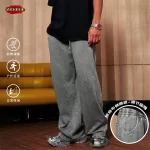 ZODF Retro 2024 Spring Men Washed Cotton Straight Pants Unisex Casual 330gsm Distressed Loose Trousers Brand Clothes HY0830 - Image 3