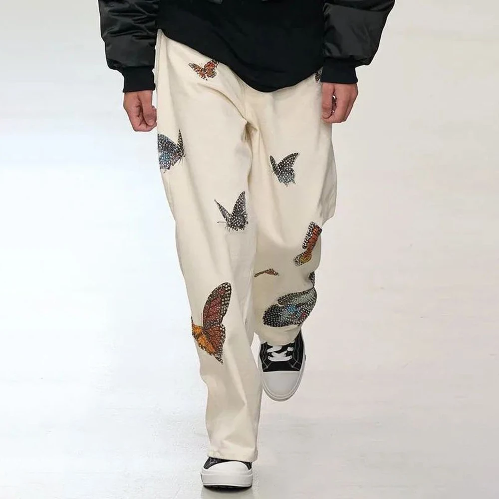 kf-S9e6f00d5c2b044f089d1b141782fa714V Mens Street Y2k Butterfly Print Casual Trousers Genderless Sports Running Basketball Loose Casual Fashion Straight Pants Unisex - Image 1