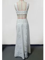 Sexy Knit V-neck Sleeveless Short Top And Long Maxi Skirt Beach Two-piece Sets 2026 Women Summer Swimsuit Cover Up Chic Set - Image 5