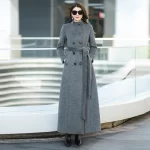 Gray Stand Collar Thickened Woolen Coat Winter Fashion Slimming Long Outerwear for Daily Wear Warm And Stylish New Arrival