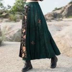 High Quality Floral Embroidery Long Skirt Women New Arrival 2025 Spring Chinese Style Vintage Ladies Elegant A-line Skirts M932 - Image 3