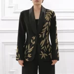 TWOTWINSTYLE Black Spliced Beading Temperament Blazer Female Lapel Long Sleeve Slimming Commute Luxury Women's Blazers Fashion - Image 2