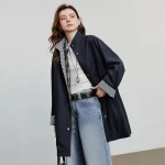 TOYOUTH Women Windbreaker Jacket 2025 Autumn New Barn Style Lyocell Cotton Fashionable Double-side Medium Long Trench Coat - Image 2