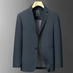 Logo-less Style Men Essential Blazers Blue Khaki Suit Jacket Notched Collar Modern Slim Cut Attire for Business Travel & Daily - Image 3