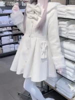 Subculture Mine Black Long Jacket Autumn Winter Women's Slim Fit Elegant Warm Thickened Woolen Coats Girl Lolita Sweet Overcoat - Image 2