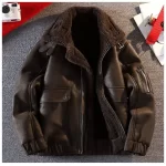 Winter New Retro Motorcycle Suit Leather Jacket Fashion Outerwear A Trendy Stylish and High-end Faux Fur One-piece Warm Jacket