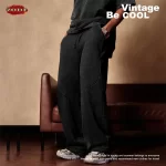 ZODF Retro 2024 Spring Men Washed Cotton Straight Pants Unisex Casual 330gsm Distressed Loose Trousers Brand Clothes HY0830 - Image 2