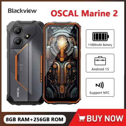 Blackview OSCAL Marine 2 Rugged Phone AI 11000mAh Battery 6.56 " HD+ Display Unisoc T6158GB RAM 256GB Smartphone Android 15 NFC