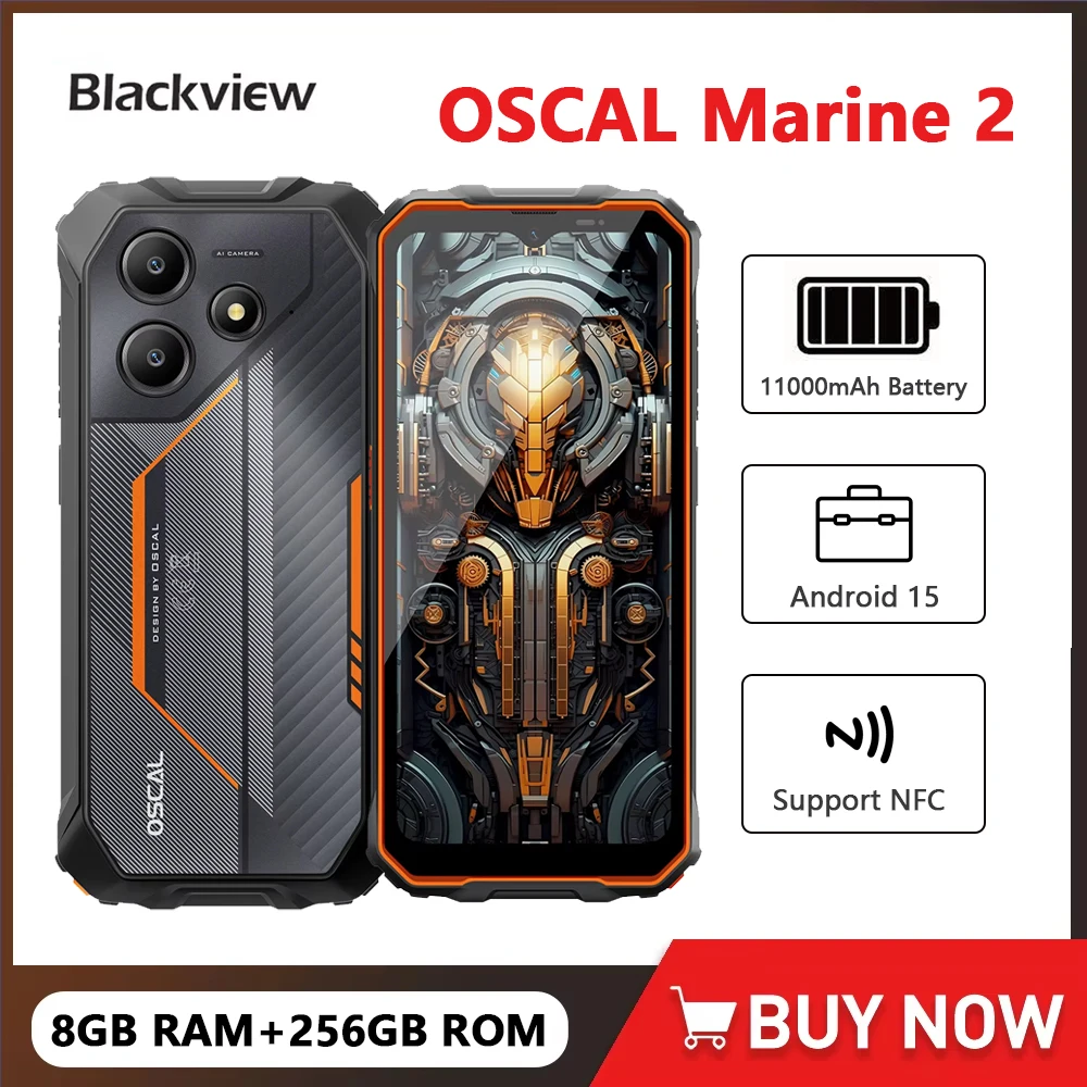 kf-Sa638c7e2614142719caa6a561528ce28T Blackview OSCAL Marine 2 Rugged Phone AI 11000mAh Battery 6.56 " HD+ Display Unisoc T6158GB RAM 256GB Smartphone Android 15 NFC - Image 1