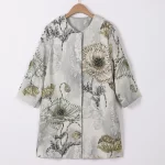 Meyyithun 2025 Luxury Vintage Embroidery Jacket Women Floral Beading Long Coat Wide Waisted O-neck Outwear Trench 2/3 Sleeves - Image 2