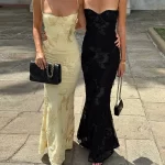 Suninheart Backless Mermaid Dress Women Formal Occasion Elegant Lace Up Dress Mesh Embroidery Evening Party Dress - Image 2