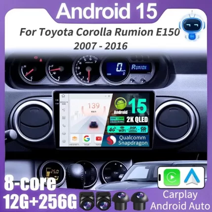 Android 15 Carplay For Toyota Corolla Rumion Rukus Scion xB E150 2007-2015 Car Radio Multimedia Player Navigation Stereo GPS DSP