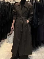 BJTZ 2025 New Oversized Trench Coat For Women British Style Belted Long Jacket Minimalist Chic Early Fall Fashion Outerwear - Image 2