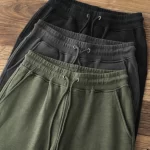 Spring New Heavyweight Knitted Sweatpants Men's Fashion Retro Washed Old Pure Cotton Drawstring Casual Sports Ankle-tied Pants - Image 2