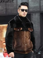 AYUNSUE Luxury Real Mink Fur Coat Men Winter Jacket 2025 Fashion Slim Mink Real Fur Coats and Jackets Fashion Casaco Masculino S - Image 3