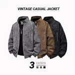 Men clothing PU Leather Jacket for Men winter Fashion Stand Collar Vintage Style Loose Versatile Casual Tie-Dye Men's Jackets - Image 5