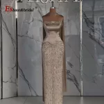 Elegant Dubai Arabia Mermaid Evening Dress for Women with shawl Strapless Beaded Formal Prom Wedding Party Gown 2025 Customized