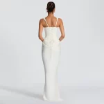 Kwtx Long Sleeve Bodycon Maxi Dress Slimming Boning Spaghetti Strap Backless Casual Elegant Minimalist Comfortable Premium - Image 2