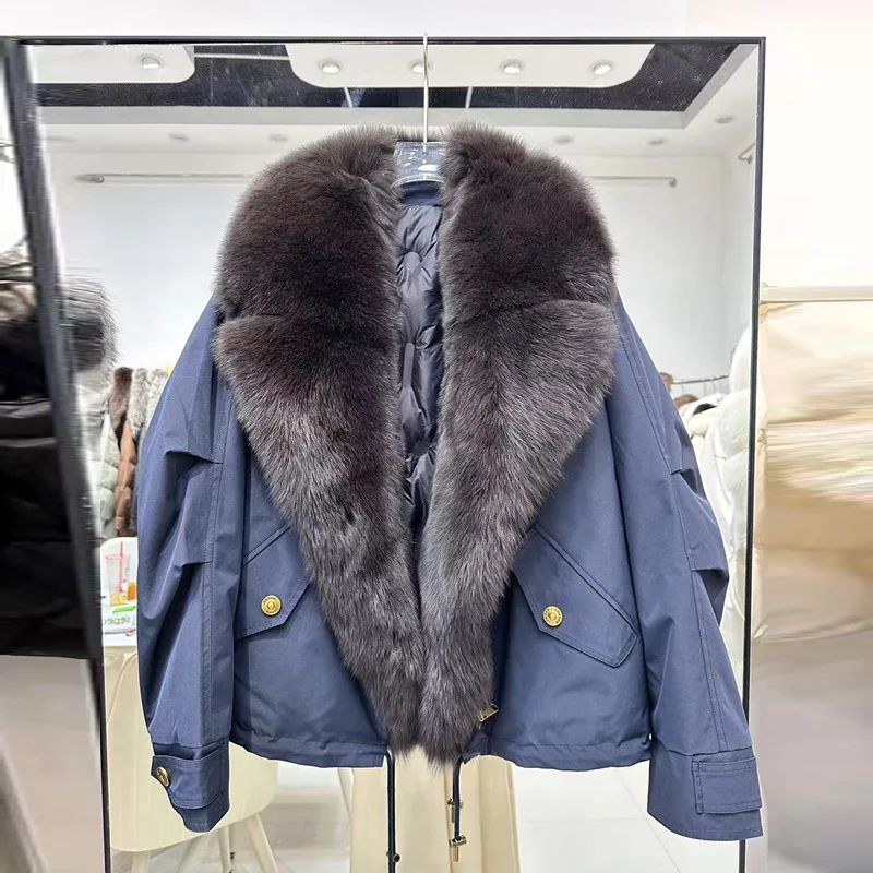 kf-Sb2b1db9a7a8e4abd9877787bf56493bci New Fashion Lady Winter Parkas Elegant Fox Fur Overcoat Zip Liner Warm Jacket Women Coats 2025 Outerwear Parka Street wear - Image 1