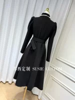 French Elegant High-End 3D Puff Sleeve Big Bow Double-Breasted High-Waist Belted Cotton Long Trench Coats Women Winter Jackets - Image 6