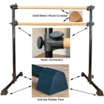 Wood Ballet Barre Bar Portable Height Adjustable Portable Double Freestanding Ballet Fitness Stretch/Dance Bar - Image 3