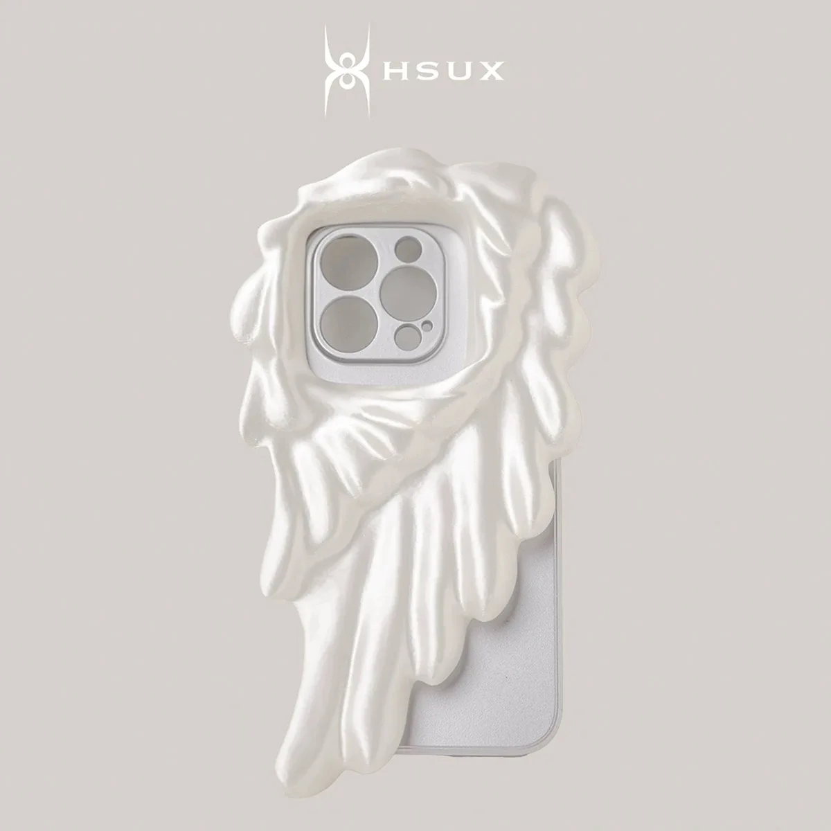 kf-Sb44e54354b06474bb29ab13d145258154 Pre-sale model, suitable for iPhone, silk white wing mobile phone case, 3D printing customisation, seven to ten days - Image 1