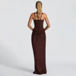 Kwtx Long Sleeve Bodycon Maxi Dress Slimming Boning Spaghetti Strap Backless Casual Elegant Minimalist Comfortable Premium - Image 3