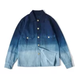 Vintage Herringbone Cargo Indigo Jacket Men Spring Autumn New Lapel Multi-pocket Gradient Blue Dyed Jacket Casual Cardigan Coat - Image 2