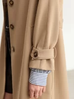 AMII Trench Coat For Women 2025 Autumn New Color Block Patchwork Striped Lapel Belt Fake Two Long Streetwear Outwear 72343009 - Image 6