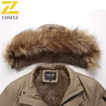 COMXZ 2025 Men Cotton Coat Winter Luxury Designer Detachable Lined Wool Collar Jacket Korean Mid-long Warm Wool Blended Overcoat - Image 4