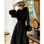 Double-sided Wool Coat Womens 2025 Autumn Winter Jacket Fashion Woolen Coats Female Large Size Long Fur Collar Warm Outerwear - Image 4