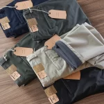 2024 Winter New American Retro Thick Cargo Casual Pants with Velvet Men's Simple 97% Cotton CHINO Business Straight Trousers - Image 2